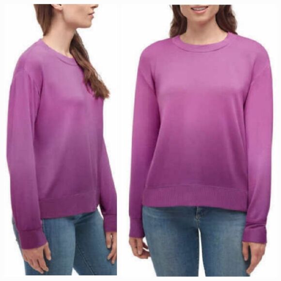 Splendid Women’s Super Soft Jersey Ombre Orchid Dip Dye Sweatshirt Pullover Top - Picture 2 of 8